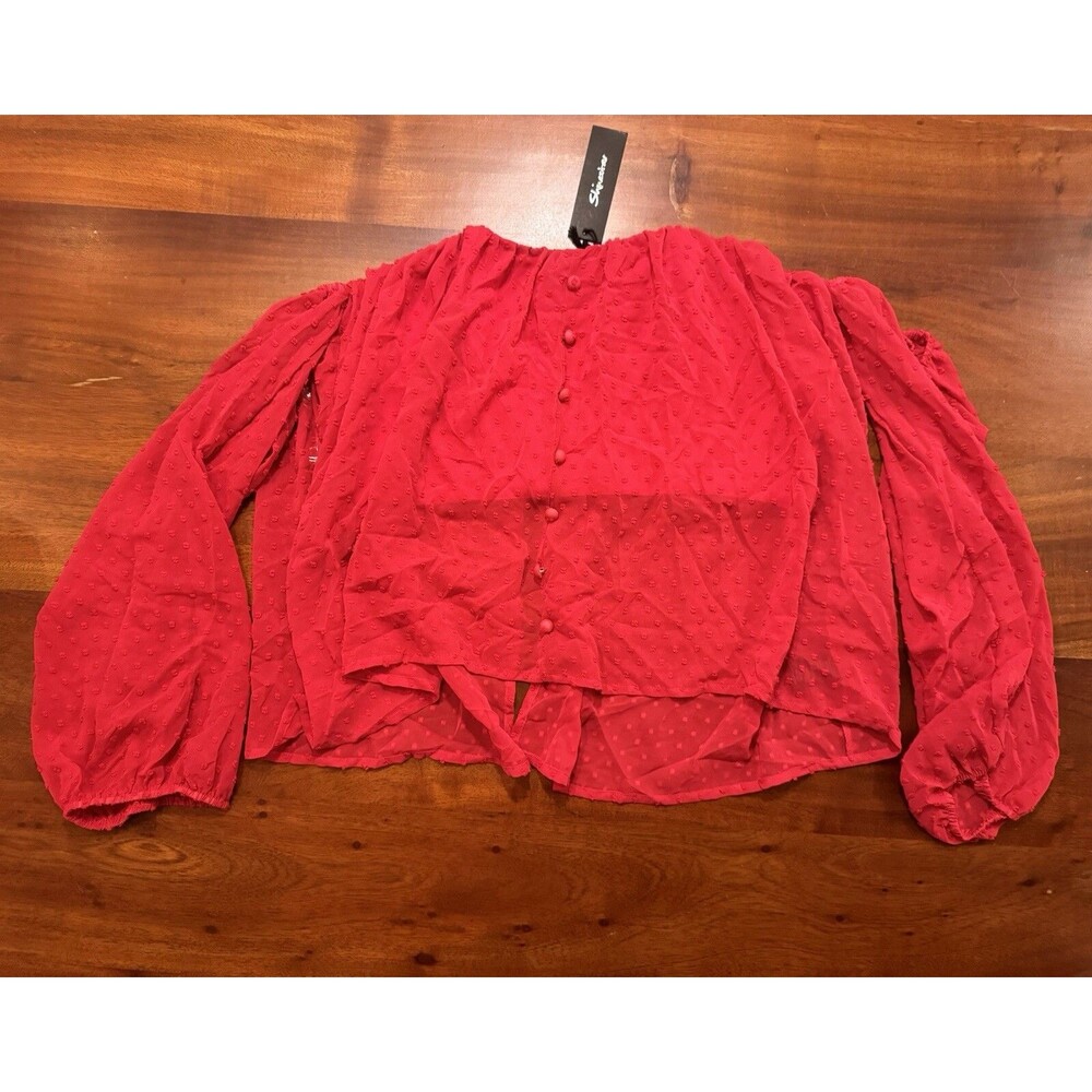 Shinestar Pink Chiffon Cold Shoulder Blouse Top Size XL NWT Built-In Bustier